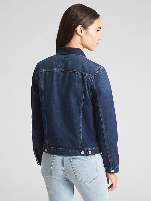 2 of 8 showing, with the color dark wash of product Icon Denim Jacket