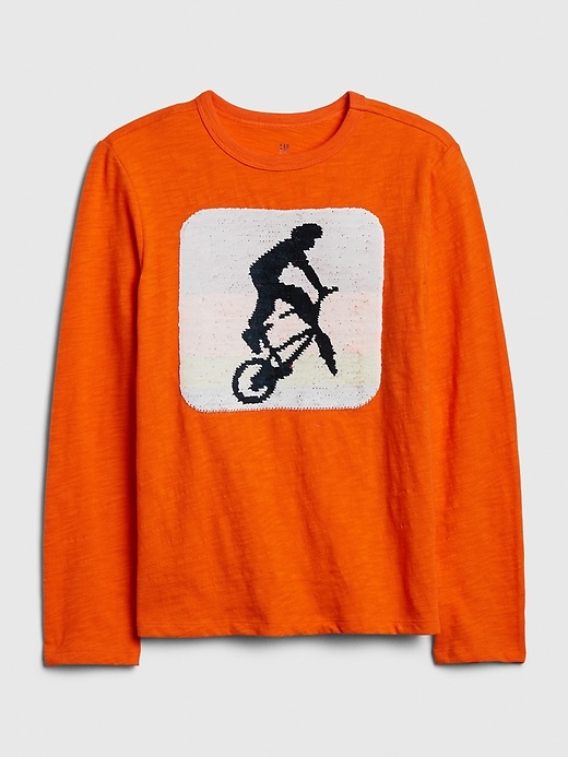 2 of 8 showing, with the color sport orange of product Kids Flippy Sequin T-Shirt