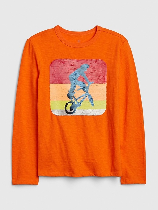 1 of 8 showing, with the color sport orange of product Kids Flippy Sequin T-Shirt