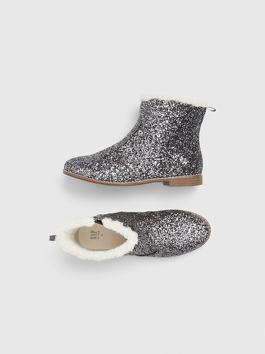 Image number 1 showing, Kids Glitter Sherpa Trim Boots