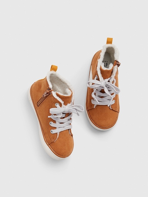 2 of 8 showing, with the color cognac of product Toddler Sherpa Hi-Top Sneakers