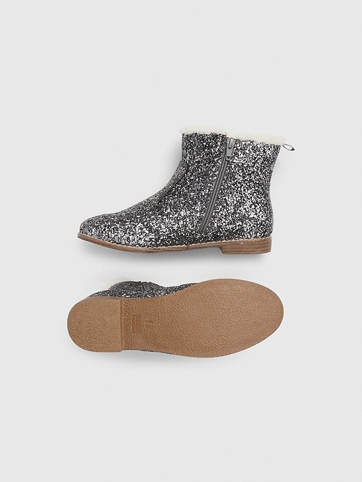 Image number 2 showing, Kids Glitter Sherpa Trim Boots