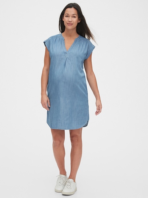 Image number 3 showing, Maternity Popover Dress in TENCEL&#153