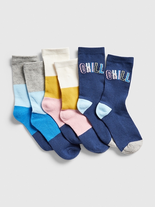 1 of 8 showing, with the color multi of product Kids Chill Crew Socks (3-Pack)