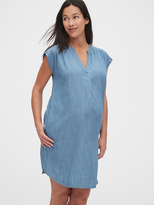 Image number 1 showing, Maternity Popover Dress in TENCEL&#153