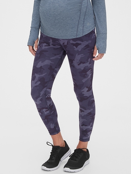 1 of 8 showing, with the color blue camo of product Maternity GapFit Full Panel 7/8 Legging in Eclipse
