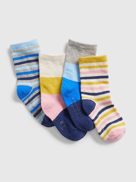 View large product image 1 of 1. Toddler Stripe Crew Socks (4-Pack)