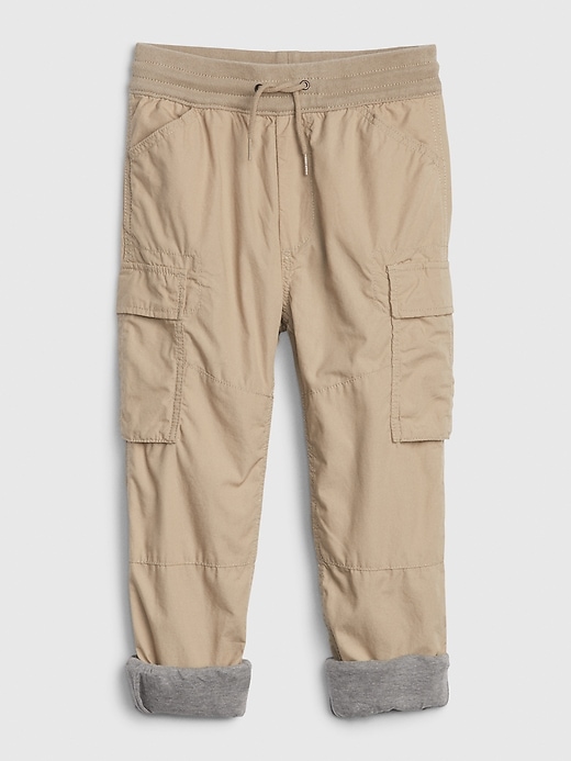 1 of 8 showing, with the color cargo khaki of product Kids Jersey-Lined Cargo Joggers