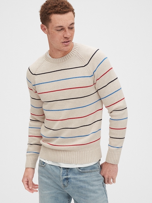 1 of 8 showing, with the color cream of product Crewneck Raglan Sweater