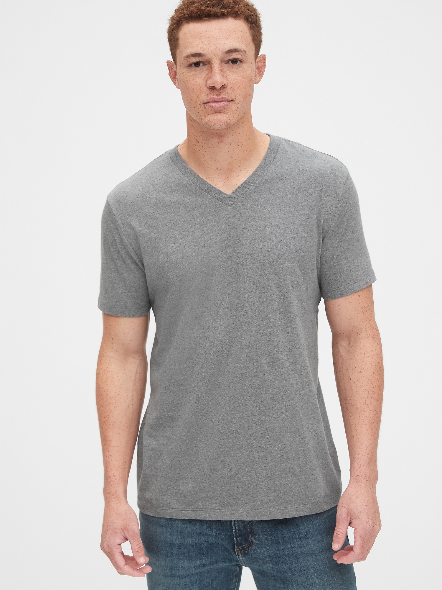 Gap Cotton Classic V T-shirt In Grey