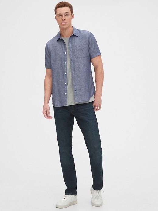 Image number 3 showing, Button-Front Shirt in Linen-Cotton