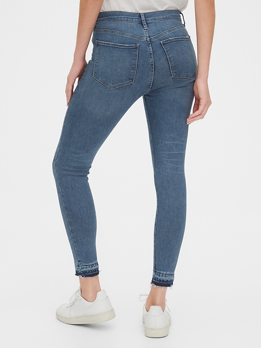 2 of 8 showing, with the color indigo destroy of product High Rise Rip & Repair Favorite Jeggings with Secret Smoothing Pockets
