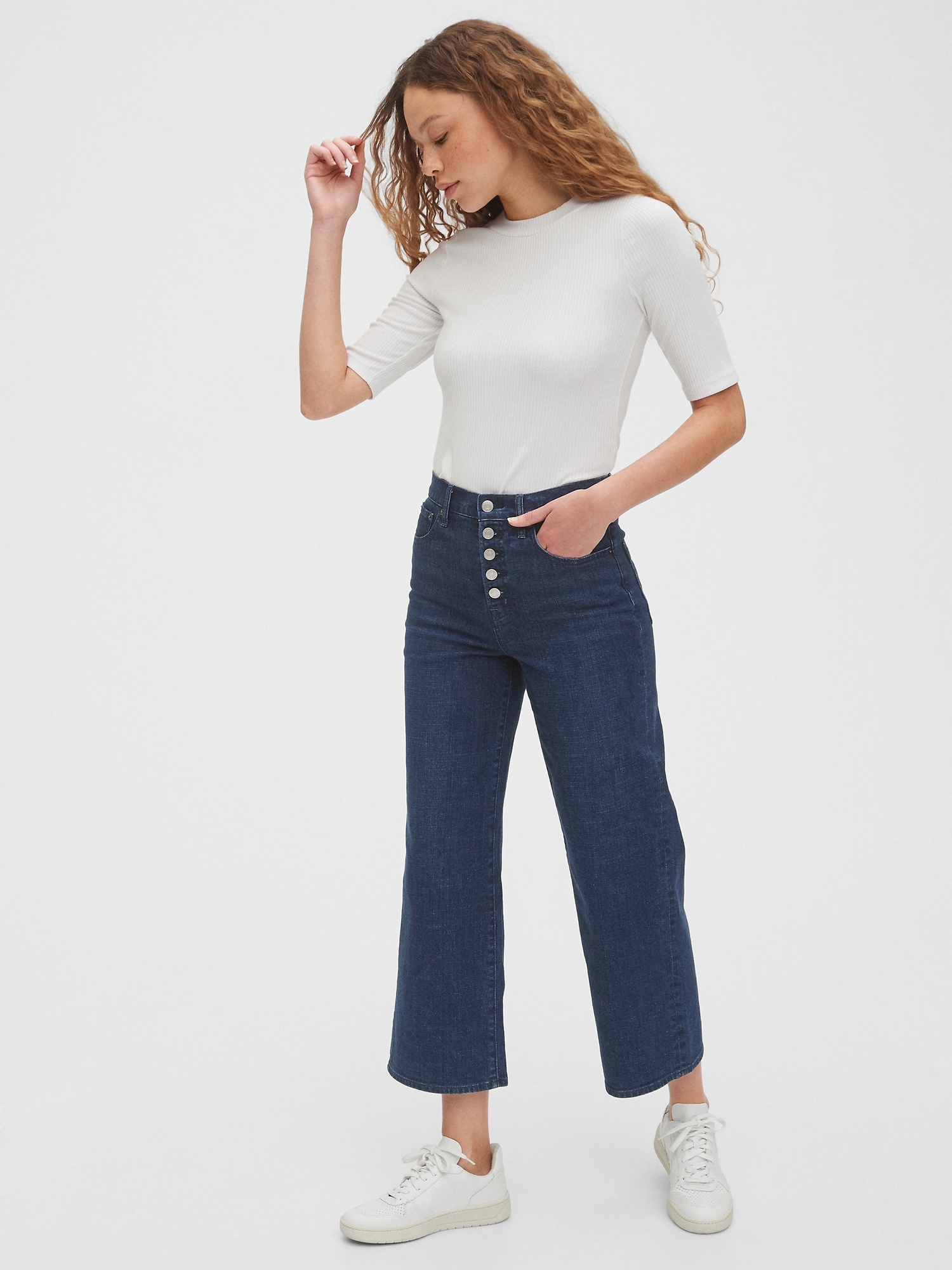 gap wide leg cropped jeans