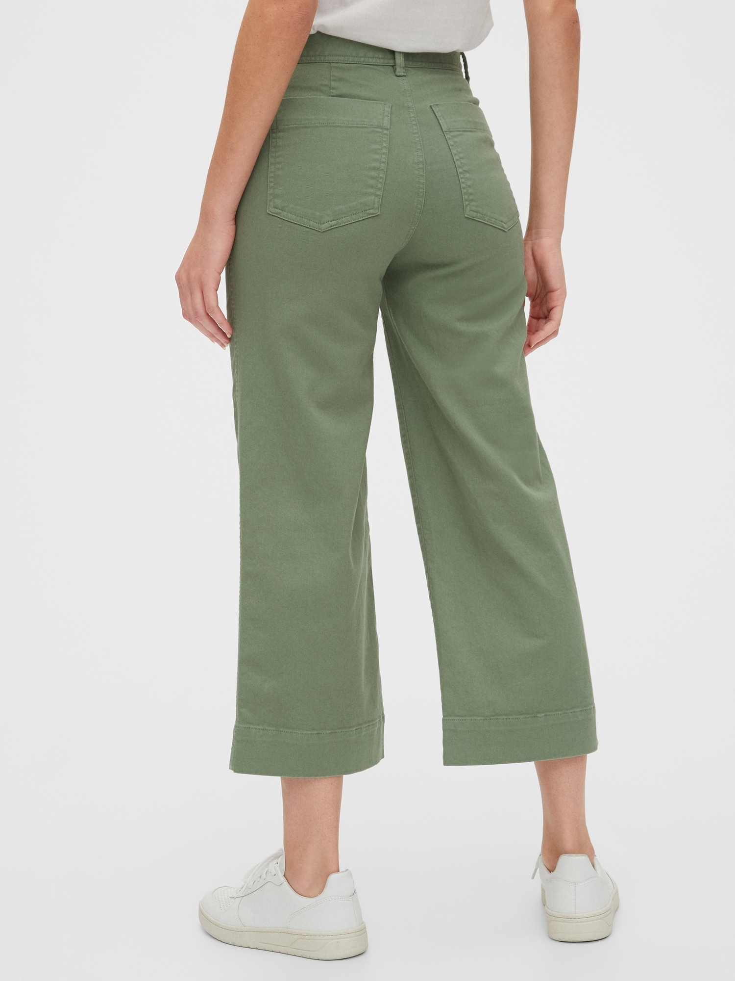 high waist wide leg cropped trousers