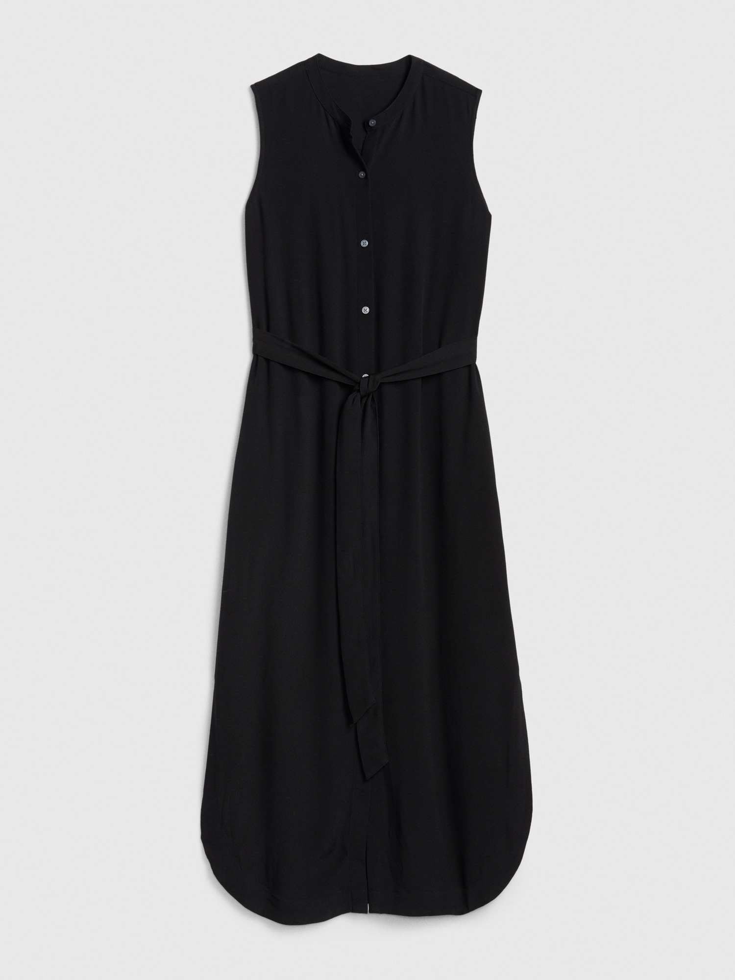 black sleeveless shirt dress