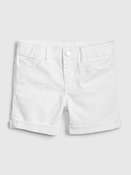 2 of 8 showing, with the color white denim of product Kids Midi Shorts in Stain-Resistant