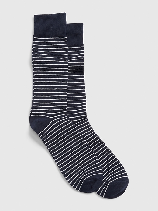 1 of 8 showing, with the color navy of product Thin stripe crew socks