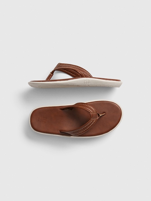 View large product image 1 of 1. Kids Faux-Leather Flip Flops
