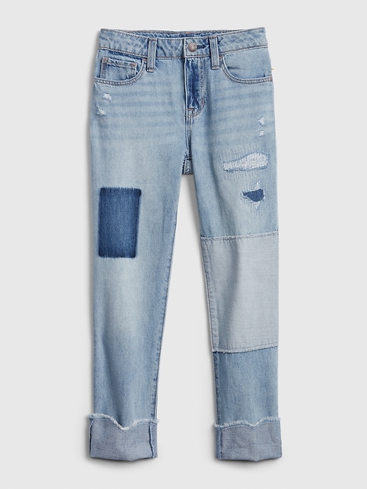 Image number 1 showing, Kids Denim Patch Girlfriend Jeans