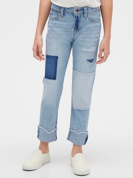 Image number 2 showing, Kids Denim Patch Girlfriend Jeans