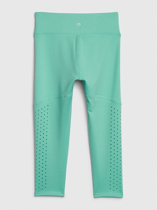 2 of 8 showing, with the color aqua tide of product GapFit Kids Eyelet Crop Leggings