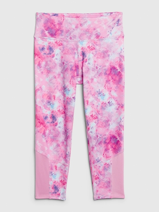 1 of 8 showing, with the color pink tie dye of product GapFit Kids Tie-Dye Crop Leggings