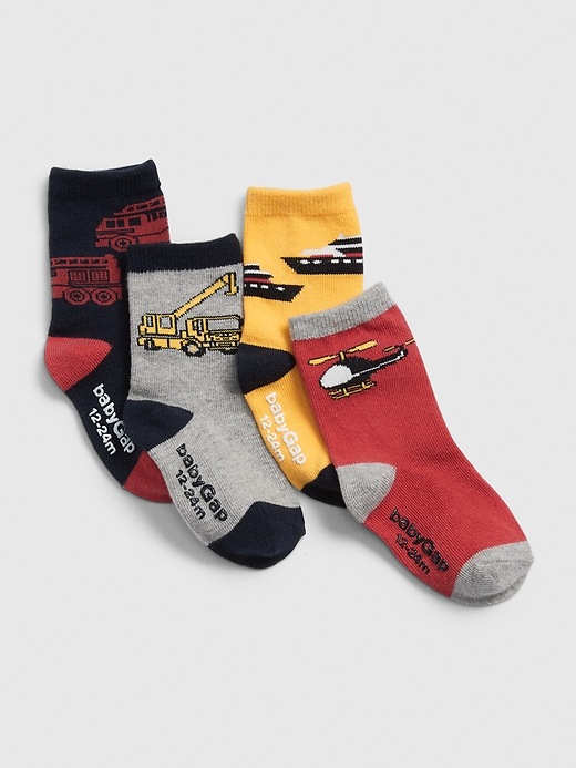 1 of 8 showing, with the color multi of product Toddler Transportation Crew Socks (4-Pack)