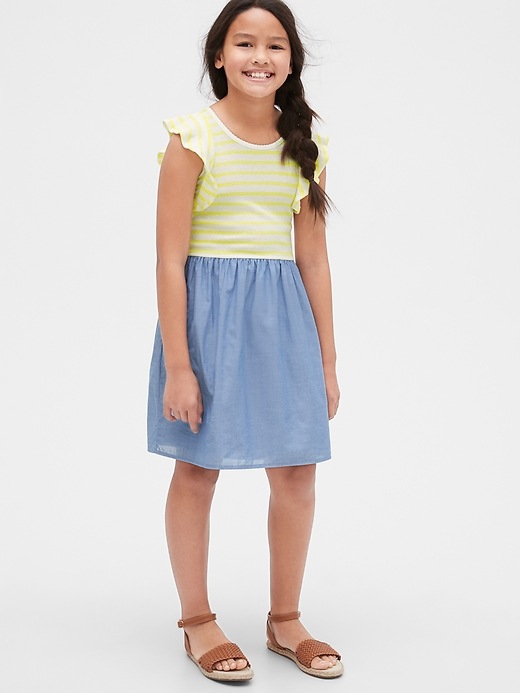 Image number 2 showing, Kids Flutter Mix-Media Dress
