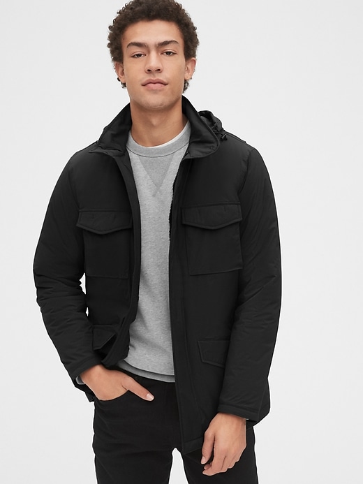 1 of 8 showing, with the color true black of product Hybrid Utility Jacket