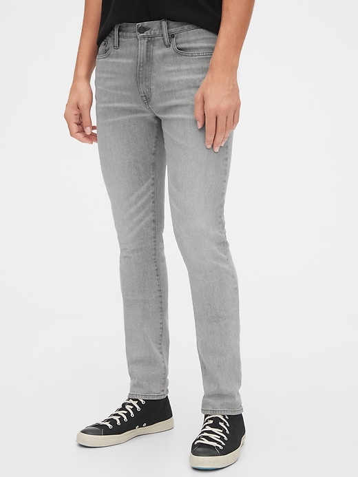 1 of 8 showing, with the color washed grey of product Skinny Jeans with GapFlex