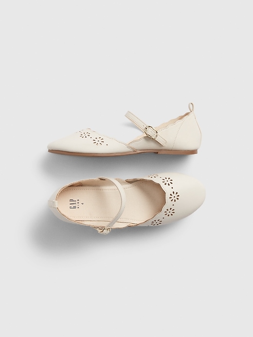 1 of 8 showing, with the color muse ivory of product Kids Eyelet Ballet Flats