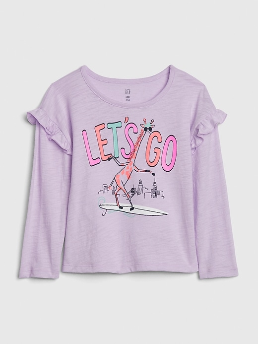 1 of 8 showing, with the color pale lilac of product Toddler Ruffle Graphic T-Shirt