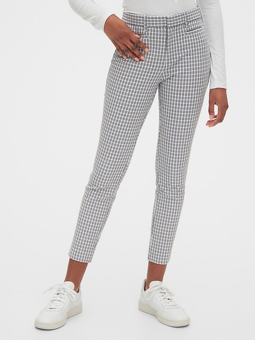 1 of 8 showing, with the color blue plaid of product Crepe Skinny Ankle Pants