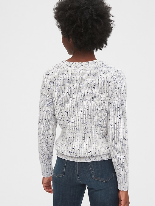 2 of 8 showing, with the color marled blue of product Ribbed V-Neck Sweater