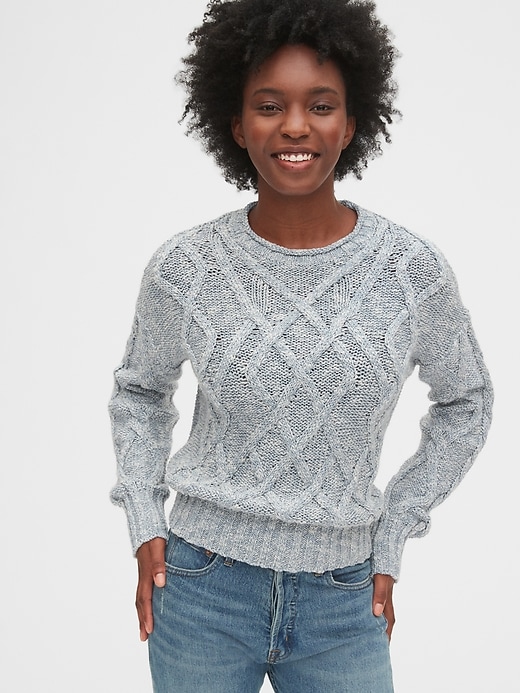 1 of 8 showing, with the color light blue marl of product Roll-Neck Sweater