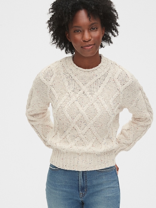 1 of 8 showing, with the color oatmeal beige of product Roll-Neck Sweater