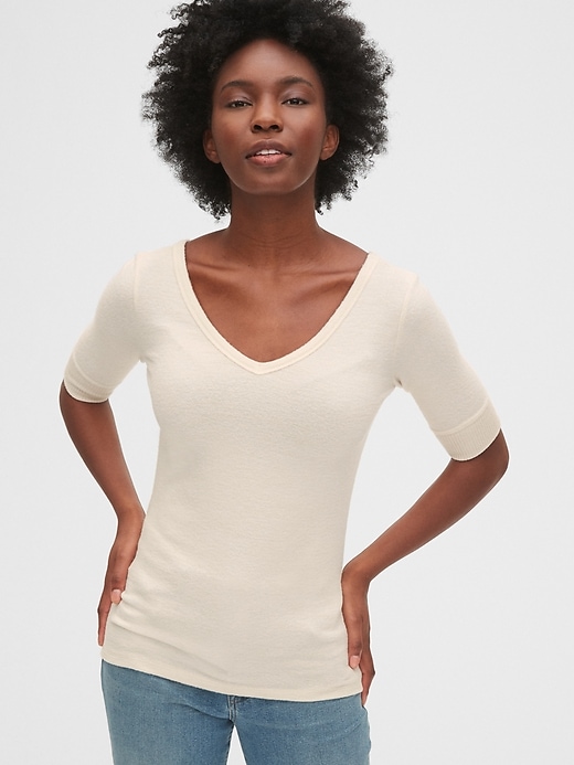 1 of 8 showing, with the color anchorage cream of product Softspun Elbow-Sleeve T-Shirt