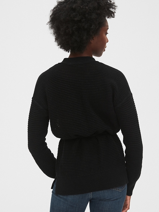 2 of 8 showing, with the color true black of product Tie-Front Cardigan