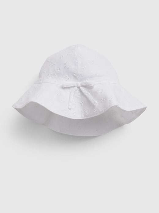 1 of 8 showing, with the color optic white of product Baby Eyelet Flutter Hat