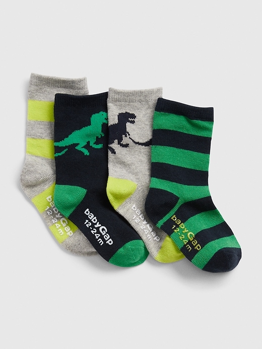 View large product image 1 of 1. Toddler Dino Crew Socks (4-Pack)