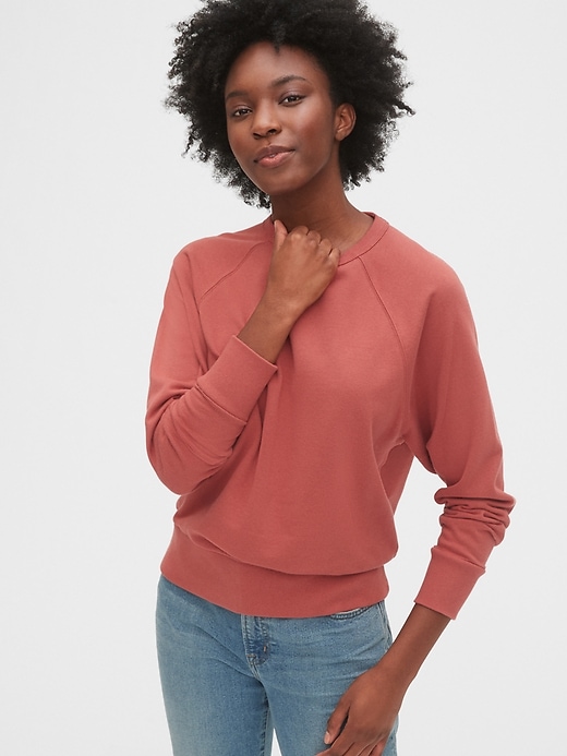 1 of 8 showing, with the color terra cotta brown of product Vintage Soft Raglan Sweatshirt