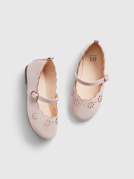View large product image 1 of 1. Toddler Scalloped Eyelet Flats