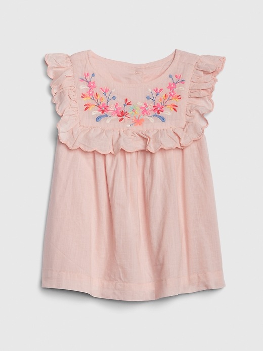 Image number 1 showing, Toddler Embroidered Ruffle Top