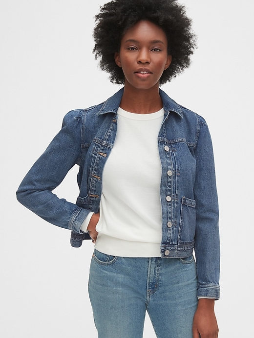 1 of 8 showing, with the color medium indigo of product Denim Worker Jacket