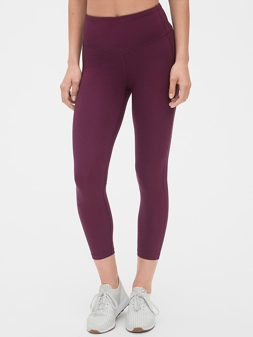 1 of 8 showing, with the color beach plum purple of product GapFit High Rise Blackout 7/8 Leggings