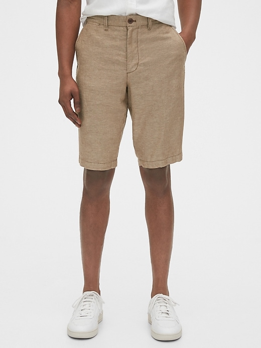 1 of 8 showing, with the color khaki of product 12" Linen Shorts