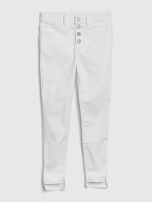 1 of 8 showing, with the color white denim of product Kids High Rise Jeggings in Stain-Resistant