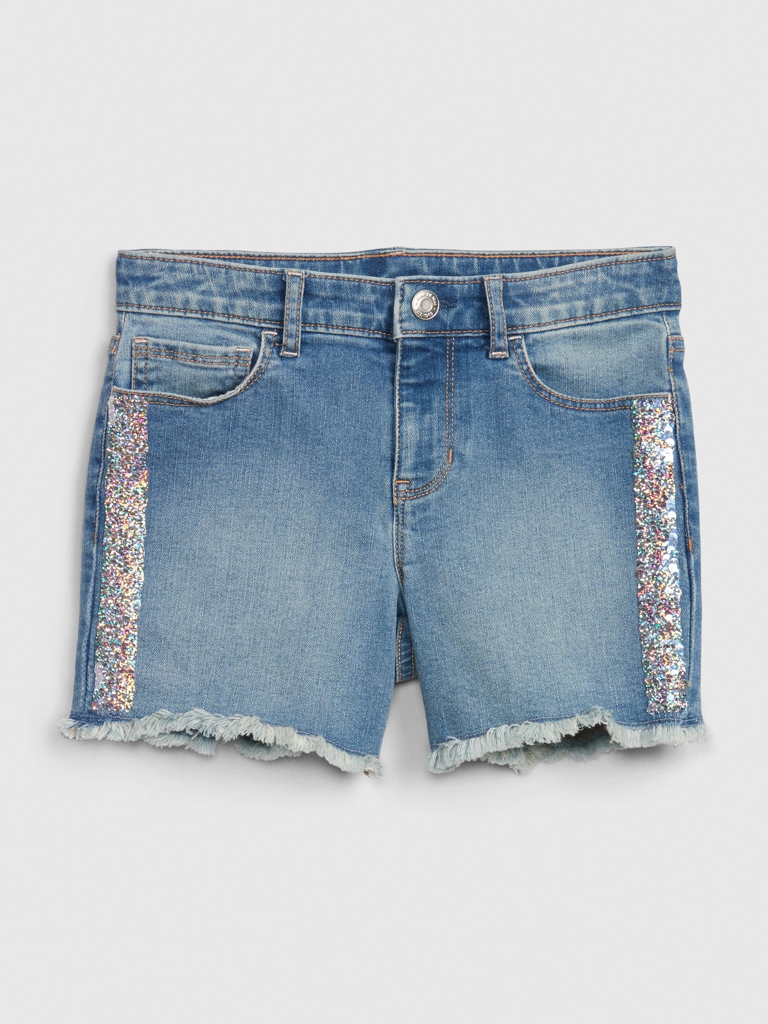 denim sequin shorts