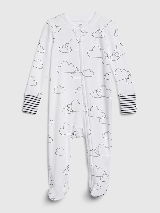 1 of 8 showing, with the color white of product Baby Cloud Footed One-Piece
