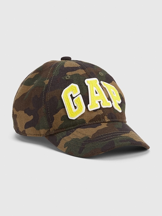 1 of 8 showing, with the color green camo of product Kids Gap Logo Camo Baseball Hat